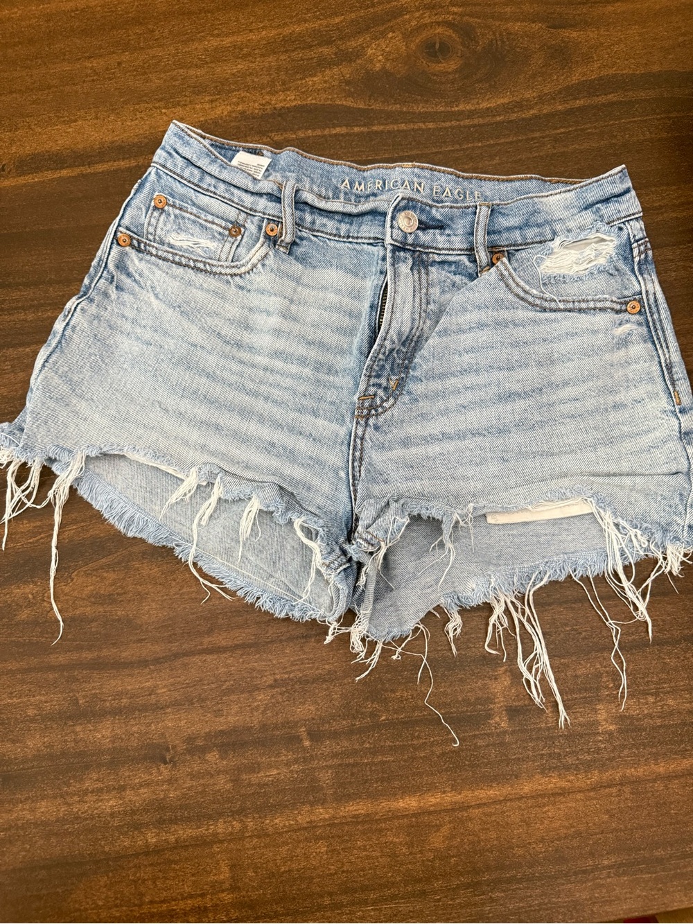 American Eagle Outfitters Light Wash Frayed Denim Shorts